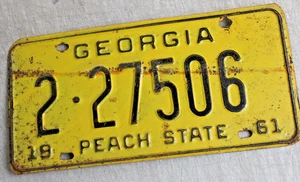 1961 Georgia Nummernschild 2 27506 CHATHAM COUNTY - Bild 1 von 2