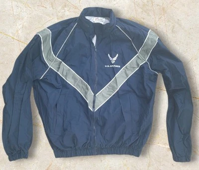 US AIR FORCE Jacket Blue Physical Training Windbreaker Hooded Adult Med/Reg NWOT - Image 1 of 4