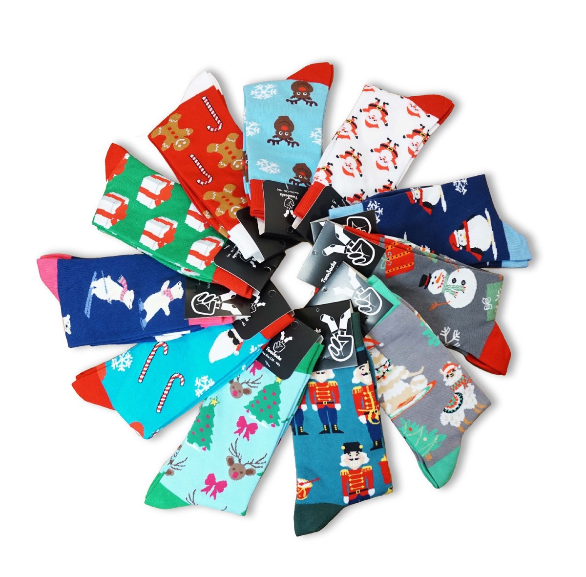 2 Paar Weihnachtssocken Damen 36-42 - Lustige Christmas Socken