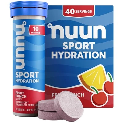 Nuun Sport Comprimidos Electrolitos Ponche de Frutas Paquete de 4 40 Porciones Soporte de Hidratación Foto 1 de 4