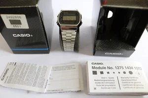 Vintage Casio LCD Watch Boxed, Papers, A168WA-1YES 1572 Illuminator - Picture 1 of 5