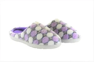 Pantuflas de espuma viscoelástica forradas de lana para damas zuecos con lunares morados - Imagen 1 de 4