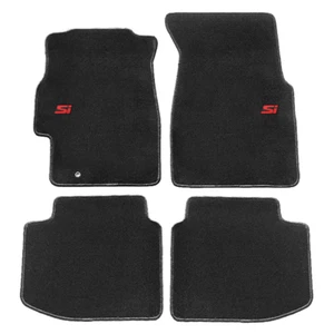 Fit 96-00 Honda Civic Floor Mats Black Nylon Non-slip Carpet w/ Red SI - Picture 1 of 3