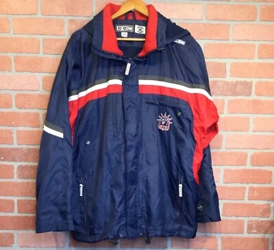 Chaqueta con Capucha NHL New York Rangers De Colección Años 90 Hockey Dama Liberty Azul Marino Para Hombres L Foto 1 de 4