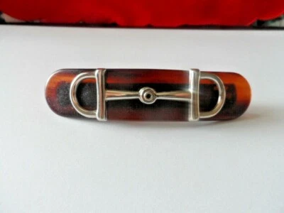 Pinza de pelo de plástico vintage de tortuga sintética clásica hecha en Francia Foto 1 de 4