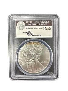 2014 American Silver Eagle PCGS MS-70 First Strike John Mercanti Signature Label - Picture 1 of 2