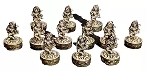 12 Vintage Siam (900) Sterling Silver Figural Place Card Holders Goddess Dancers - Picture 1 of 10