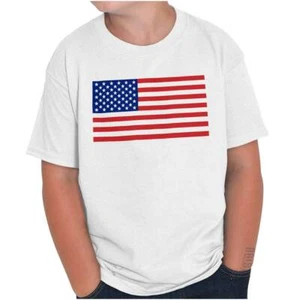 Patriotic American Flag Stars Stripes USA Unisex Kids Youth Crew T Shirts - Picture 1 of 9