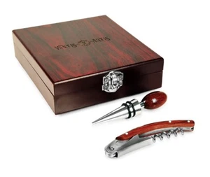 Wine Key Cork Screw Opener Gift Premium Wood Bar Stopper Home Case Fathers Day - Picture 1 of 4