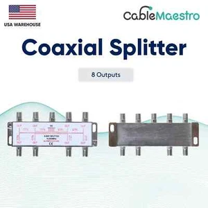 8 Way Power Pass Coaxial Splitter TV 5-2300MHz Satellite RG6 RG59 Cable - Picture 1 of 6