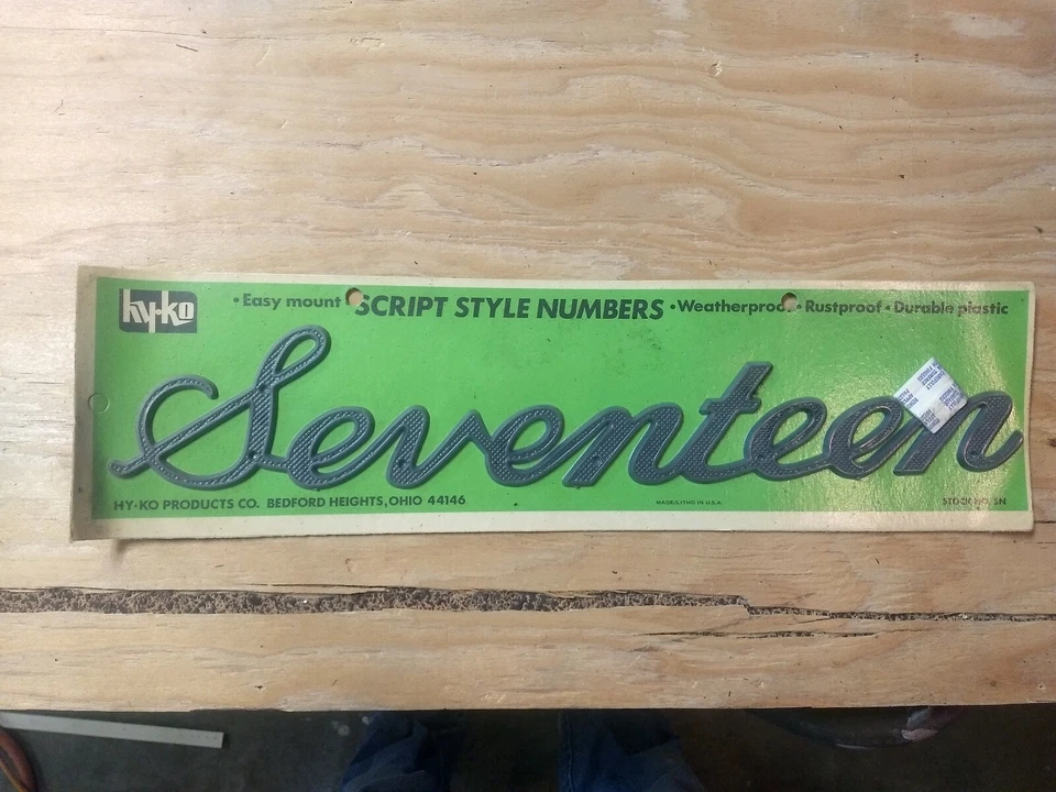 Vintage Mid Century Ky-Ko House Address Numbers Spell out letters seventeen 17 - Image 1 of 1