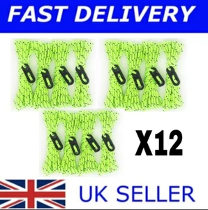 🔥X12 FLUORESCENT GREEN & BLACK Guy Line Ropes 2.4 M Tent Camping Rope Guyline - Picture 1 of 1
