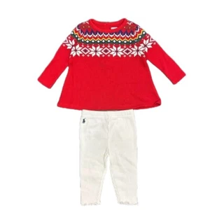 Polo Ralph Lauren Baby Mädchen Multi Fair Isle Top/Leggings Set Größe 9M Neu mit Etikett - Bild 1 von 4