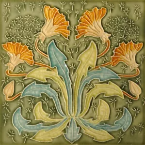 Jugendstil Vintage Keramikfliese Henry Richards Majolika Reproduktion Fliese - Bild 1 von 1