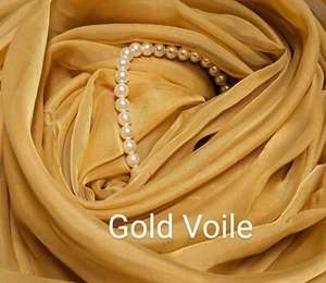 Gold sheer Voile 116" by yard wedding party decoration backdrop Free swatch - Picture 1 of 5