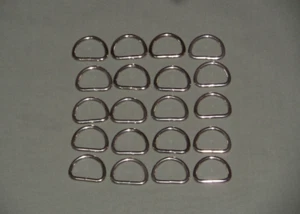 20 Nickel Plated 1 inch D-Rings Welded Dees Regular Duty Hardware for 1" Webbing - Picture 1 of 4