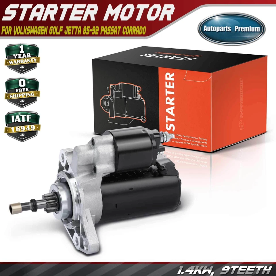Motor De Arranque Para Volkswagen Golf Jetta 85-92 Passat Corrado Cabriolet 1.4KW 9T Foto 1 de 4