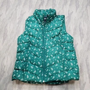 Lands End Puffer Vest Womens Small Green Paisley Print Zip Down Pockets - Picture 1 of 11