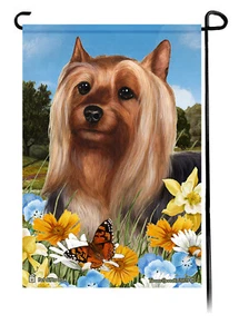 Bandera de jardín con flores de verano - Silky Terrier - Imagen 1 de 1