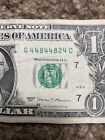 $1 ONE DOLLAR BILL Repeater / Fancy Serial Number G 44844824 C