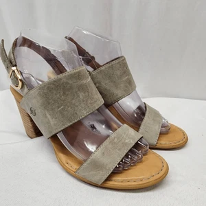 Sandali donna Born 8M slingback pelle grigia doppio cinturino punta aperta tacco a blocco - Foto 1 di 6