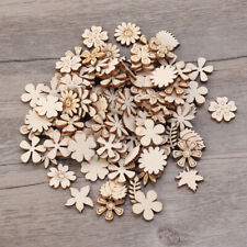 Zrób to sam Zaopatrzenie rzemieślnicze: 100 drewnianych plasterków liści kwiatów 20mm Mieszane wzory