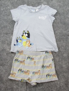 Bluey Kids Sleepwear Set Top/T Shirt Shorts Size 6 Grey/Blue Elastic Waist - Picture 1 of 16