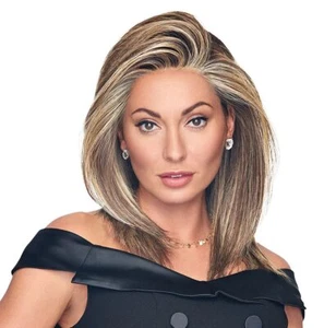 Raquel Welch GUT BESPIELT lange geschichtete wellige 12" Perücke SS17/23 schattiert Iced Latte - Bild 1 von 3