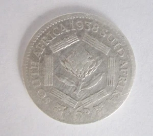 1938 South Africa 6 Six Pence Coin George VI Coin - Picture 1 of 3