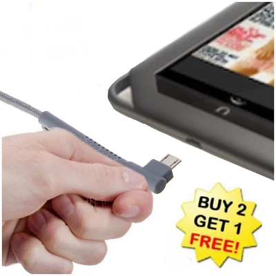 4FT Charge Cable for Nook Color Tablet Braided 90 Degree Connection Charger Cord - Image 1 of 4