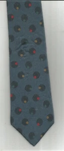 Vintage Neiman Marcus dunkelblaue Seidenkrawatte für Herren mit schwarzen roten gelben Punkten 54 Zoll L 3 Zoll B - Bild 1 von 3