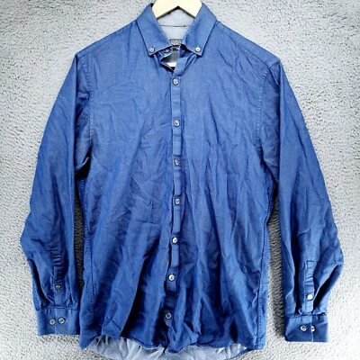 Camisa ajustada Kenneth Cole Reaction para hombre 14,5 32-33 azul denim look Foto 1 de 4