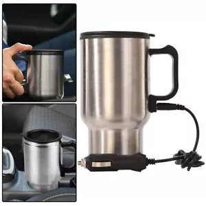 12V Car Heating Cup 450ml Stainless Steel Travel Electric Coffee Heated Kettle - Picture 1 of 10