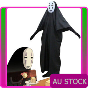 Adult No Face Costume Mens Spirited Away Kaonashi Faceless Halloween Cape Mask