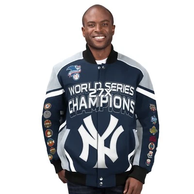 New York Yankees Stiff Arm World Series Champions Cotton Twill Jacket - Navy - Image 1 of 2