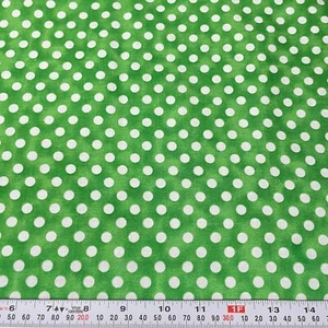 White Polka Dots on Green K.P. Kids Kari Pearson for SSI Cotton by the Half Yard - Picture 1 of 2