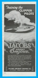 JACOBS FLUGZEUGMOTOREN Clipper Pilot Ausbildung Pottstown Pa. 1943 DRUCKANZEIGE - Bild 1 von 3