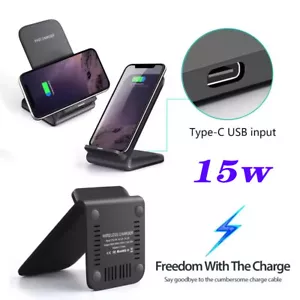 15W Wireless Charger Charging Stand Dock For Samsung iPhone Android Cell Phone - Picture 1 of 13