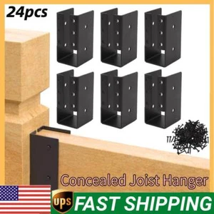 24 pack 2in x 4in Concealed-Flange Light Joist Hangers Powder Coated Steel Tool - Picture 1 of 12