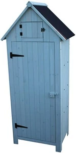 Outdoor Brighton Garden Wooden Storage Cabinet or Tool Shed In Sage Green - Picture 1 of 5