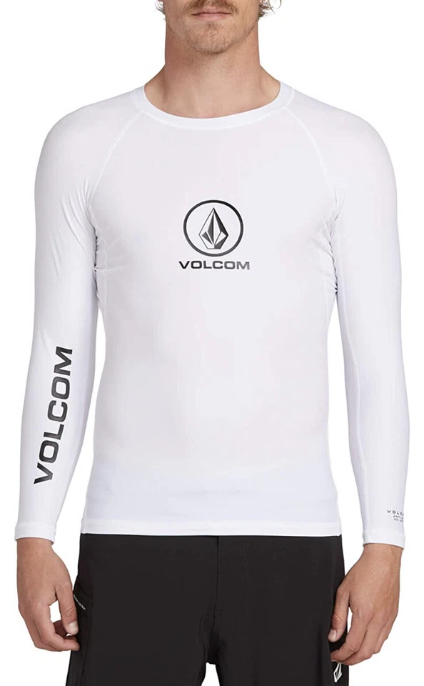 NEW Volcom Long Sleeve Anti-UV 50+ UPF Rashguard Tee - White - XXL - Image 1 of 1