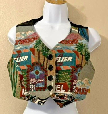 Phylisa Vest Hollywood Themed Tie-Back Size M Excellent Condition Read - Image 1 of 4