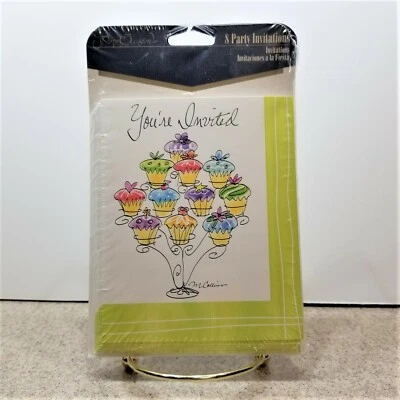 Приглашения на вечеринку в виде кекса ~ 8 совершенно новых запечатанных приглашений и конвертов - Изображение 1 из 2
