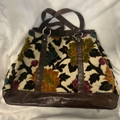 "Bolso de hombro grande tapiz chenilla floral otoño Glenda Gies de colección 22x16""" Foto 1 de 4