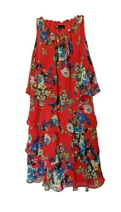 Beautiful “Be by Chetta B “ Red Chiffon Style Floral  Sleeveless  Size 12 - Picture 1 of 7