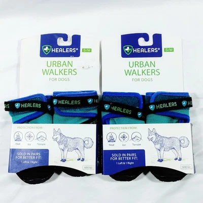 Healers Urban Walkers for Dogs S/M - Teal - 2 Packs (4 Shoes) - Image 1 of 4