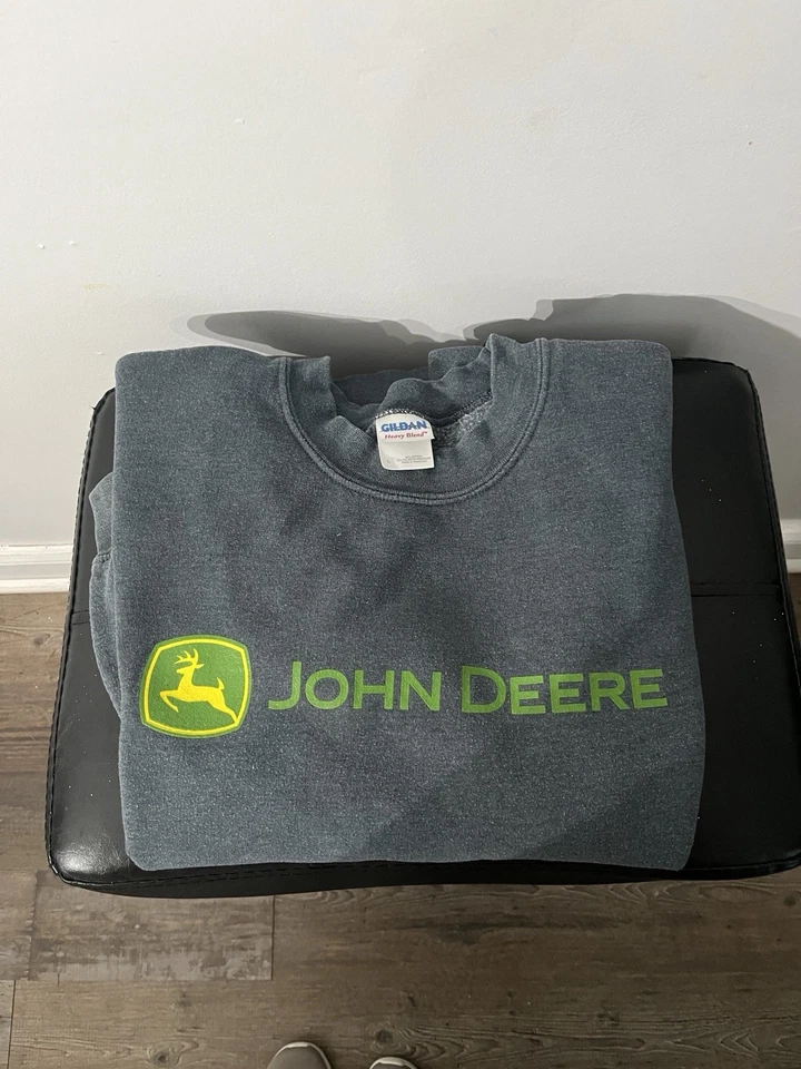Size large John Deere Gray Sweatshirt, Crew Neck Previously Owned Goos Ahape - Image 1 of 1