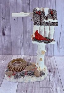 Yankee Candle Winter Teelichthalter Cardinal Vogelhaus, Tannenzapfen, Schnee Deko - Bild 1 von 10