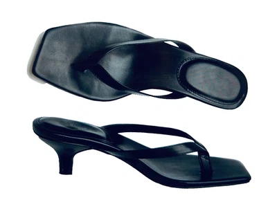 Sandalias Lehoor NEGRAS Tacones Gatito Chanclas Mulas Tanga Cuadrado Punta Abierta, 8.5 Foto 1 de 4