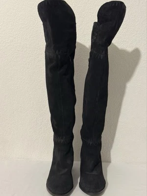 Bota Coconuts By Matisse Moon Negra Sobre la Rodilla Gamuza Bordada Talla 8.5 Boho Foto 1 de 4